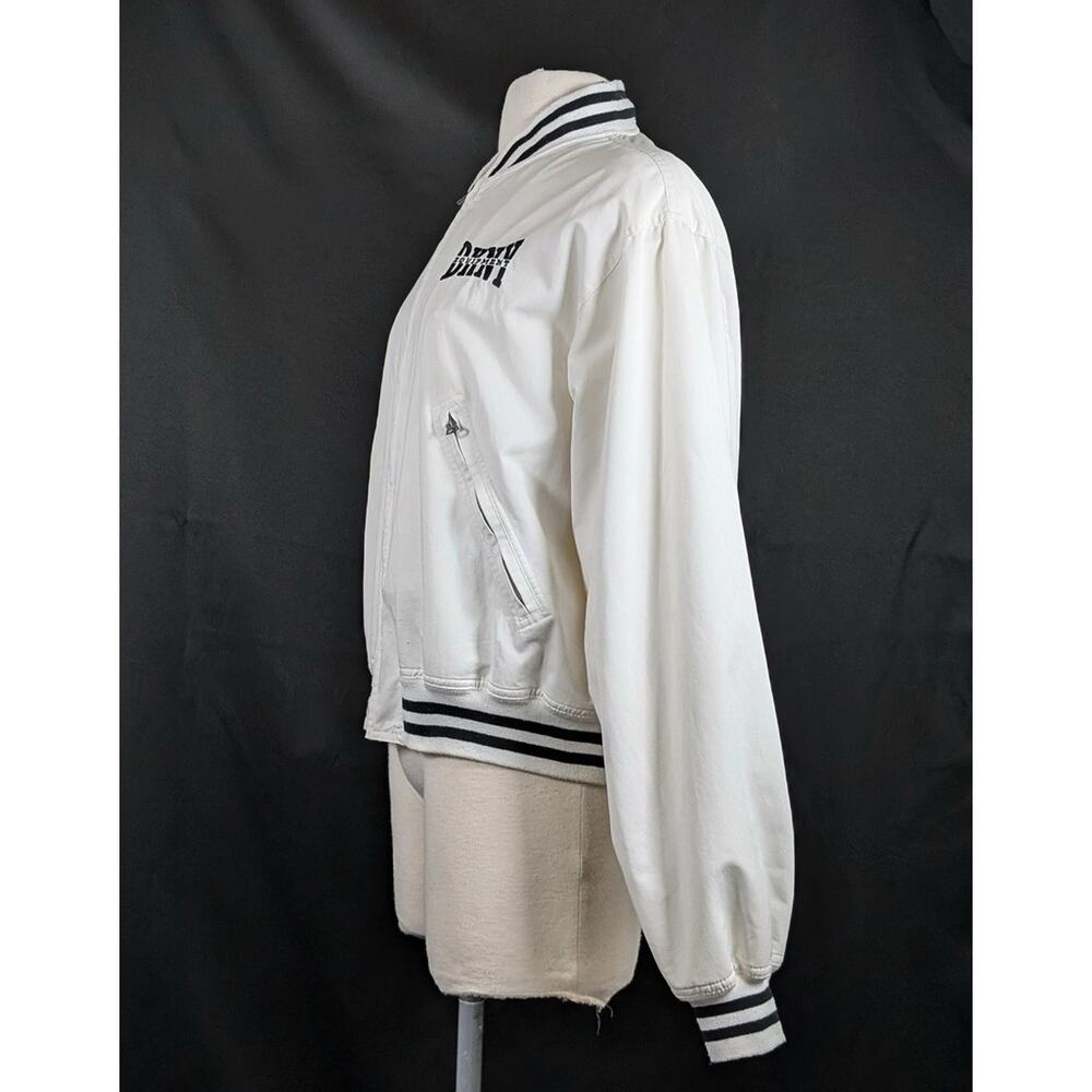 Vintage 90s DKNY Varsity Jacket White Donna Karan Logo Spellout Women's Size L - Picture 5 of 9